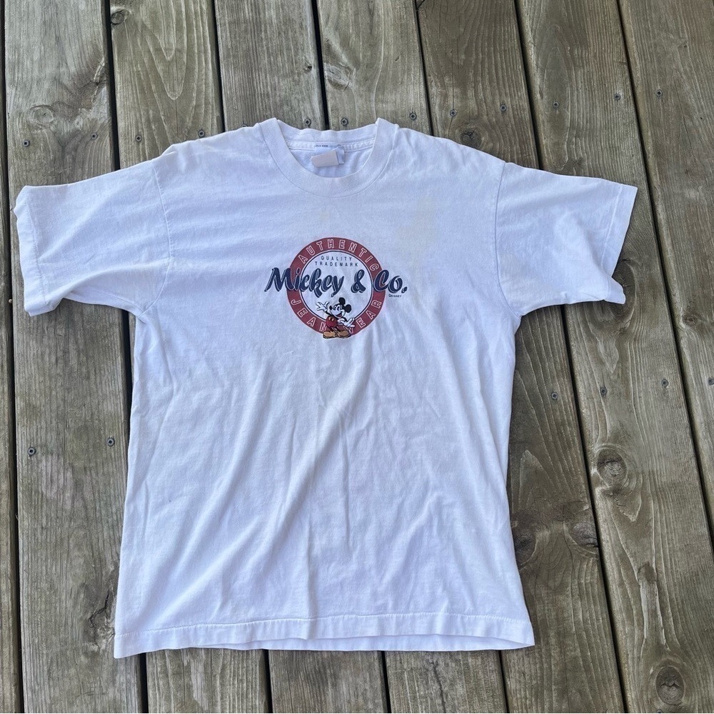 ** VINTAGE 90s SINGLE STITCH MICKEY & CO GRAPHIC TSHIRT Large White Disney